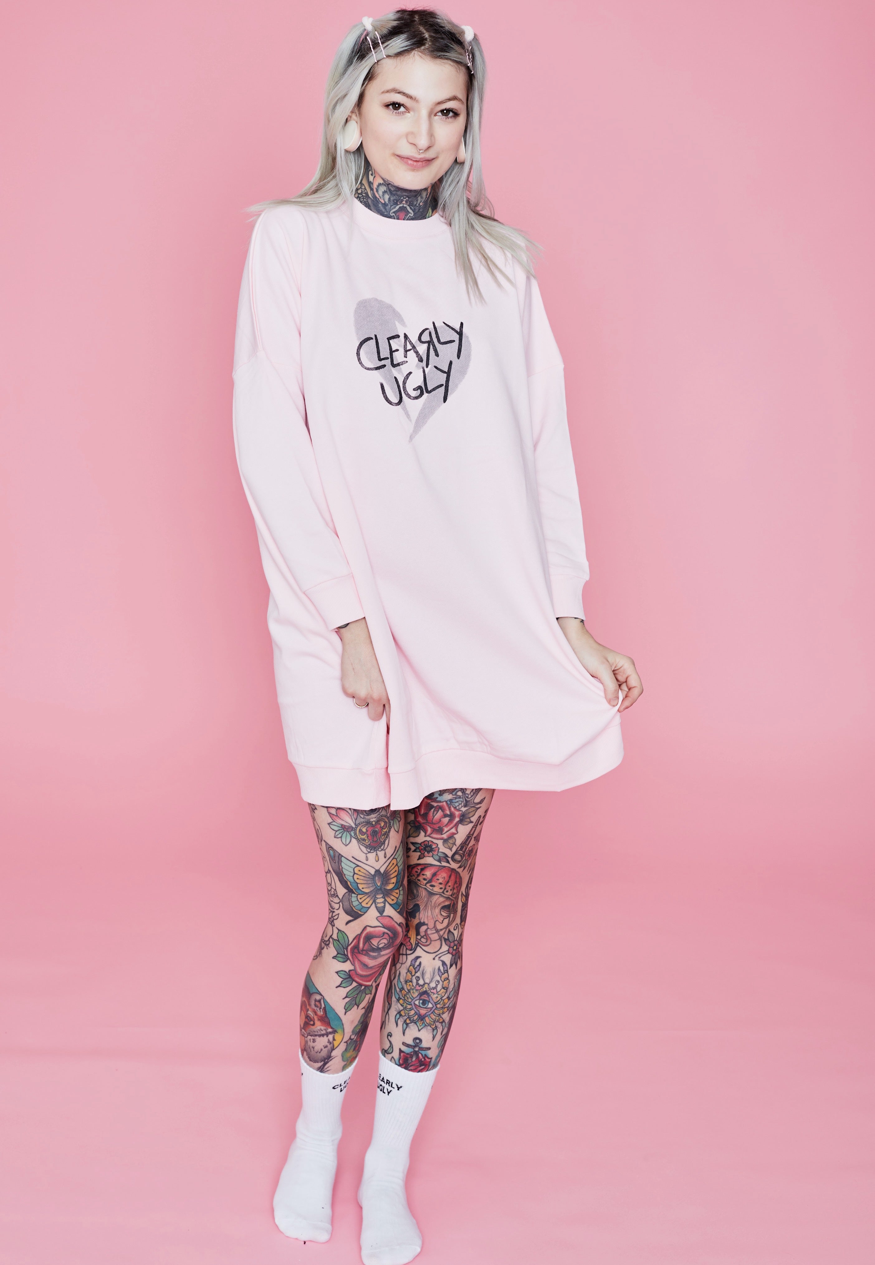 Clearly Ugly - Broken, But Still Cute Sweater Pastellrosa - Dress | Women-Image