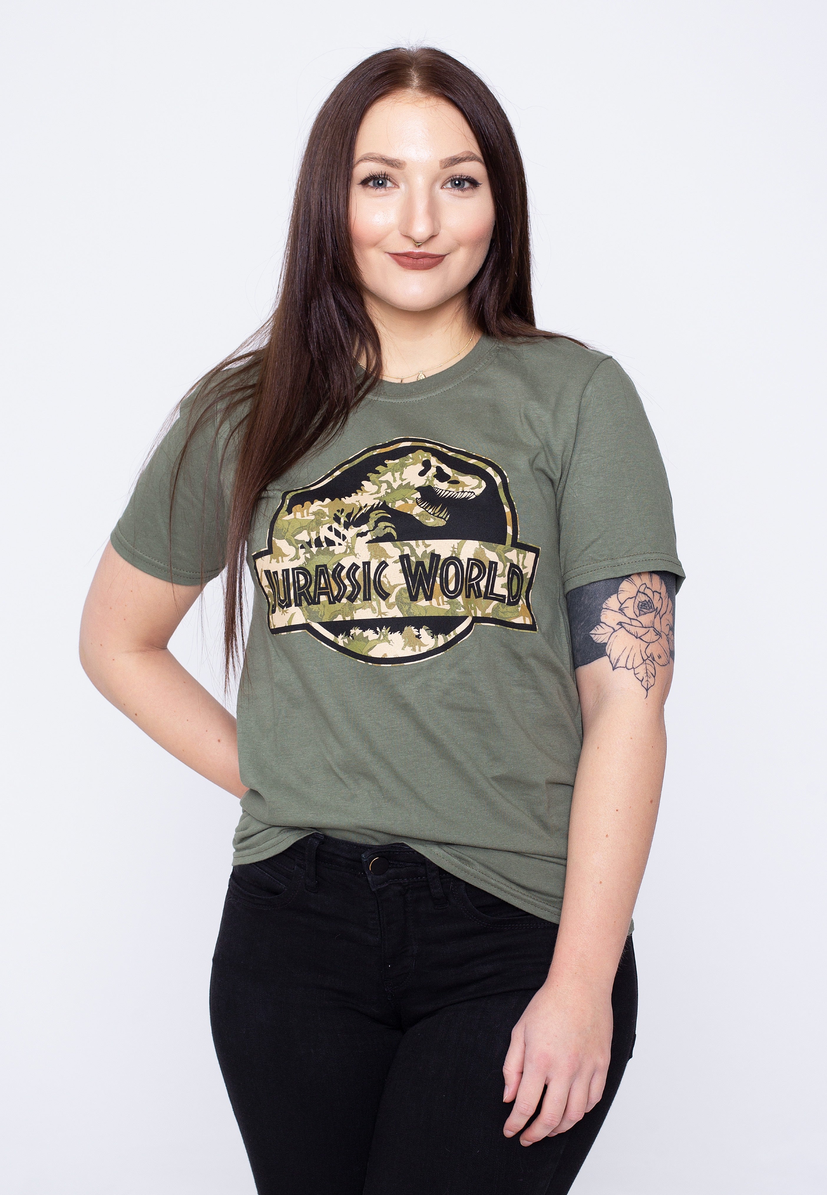 Jurassic Park - Camo Logo Green - T-Shirt | Women-Image