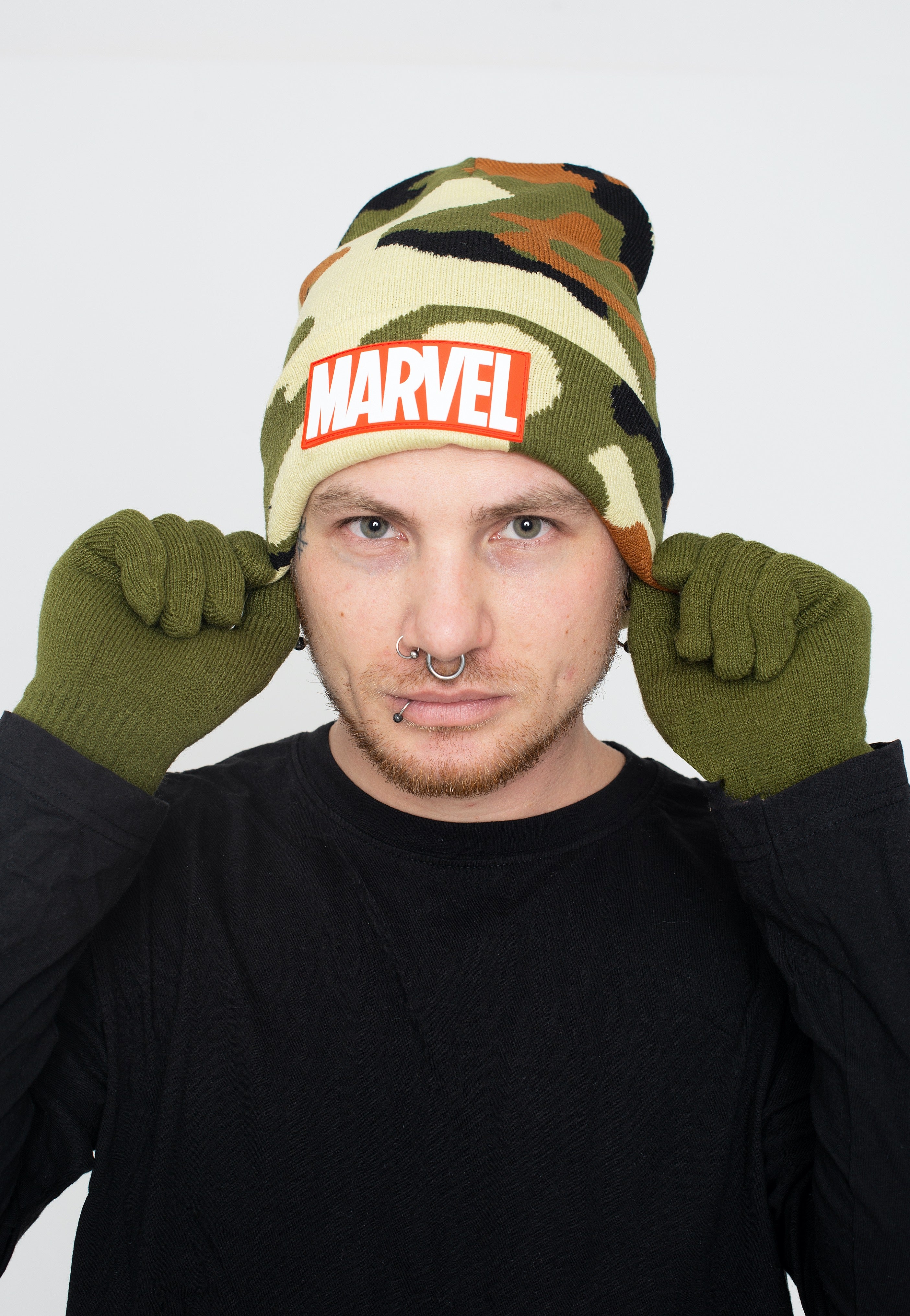 Marvel Comics - Logo Beanie + Gloves - Gift Set | Neutral-Image