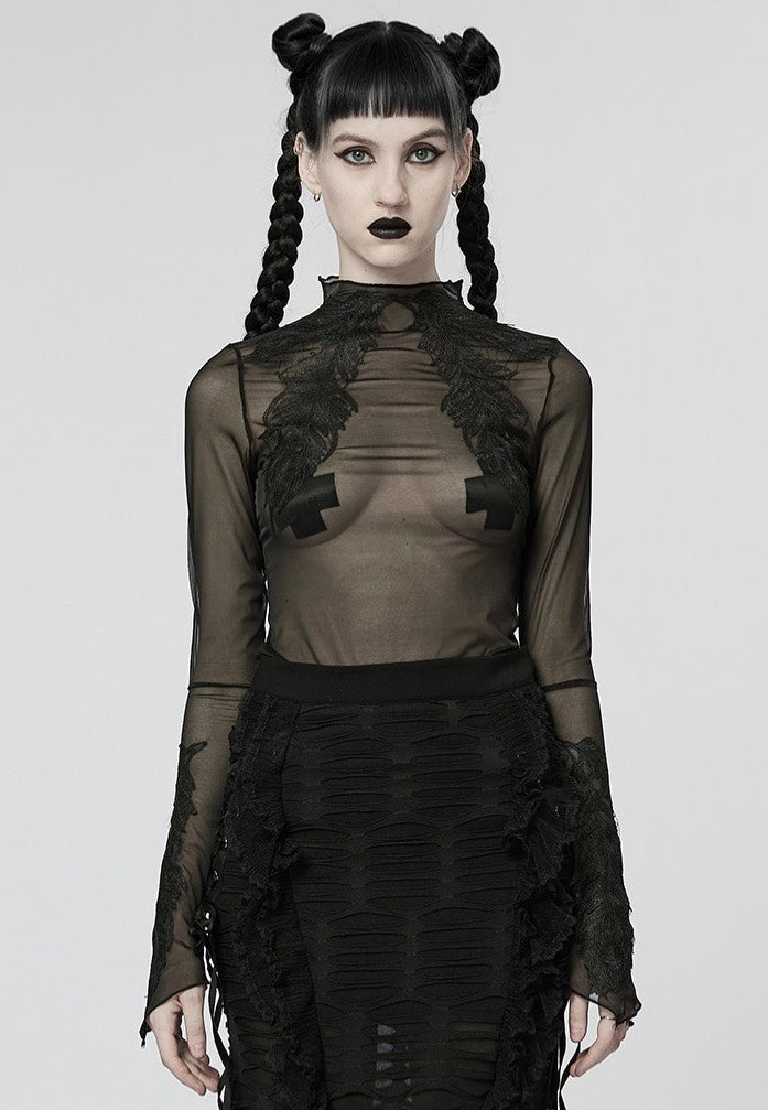 Punk Rave - Melinda Sheer Mesh Turtleneck Black - Top | Women-Image