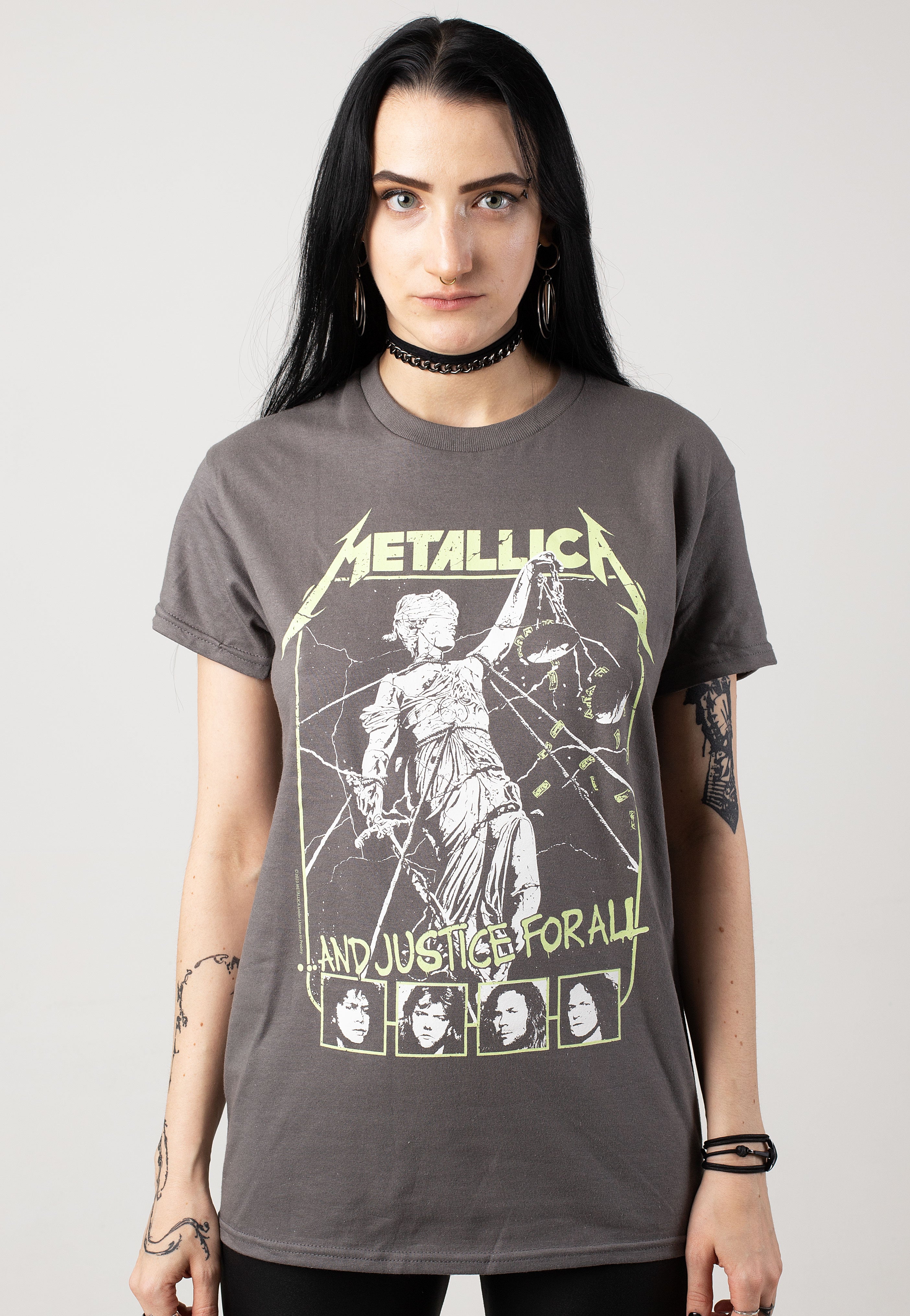 Metallica - Justice Faces Charcoal - T-Shirt | Women-Image