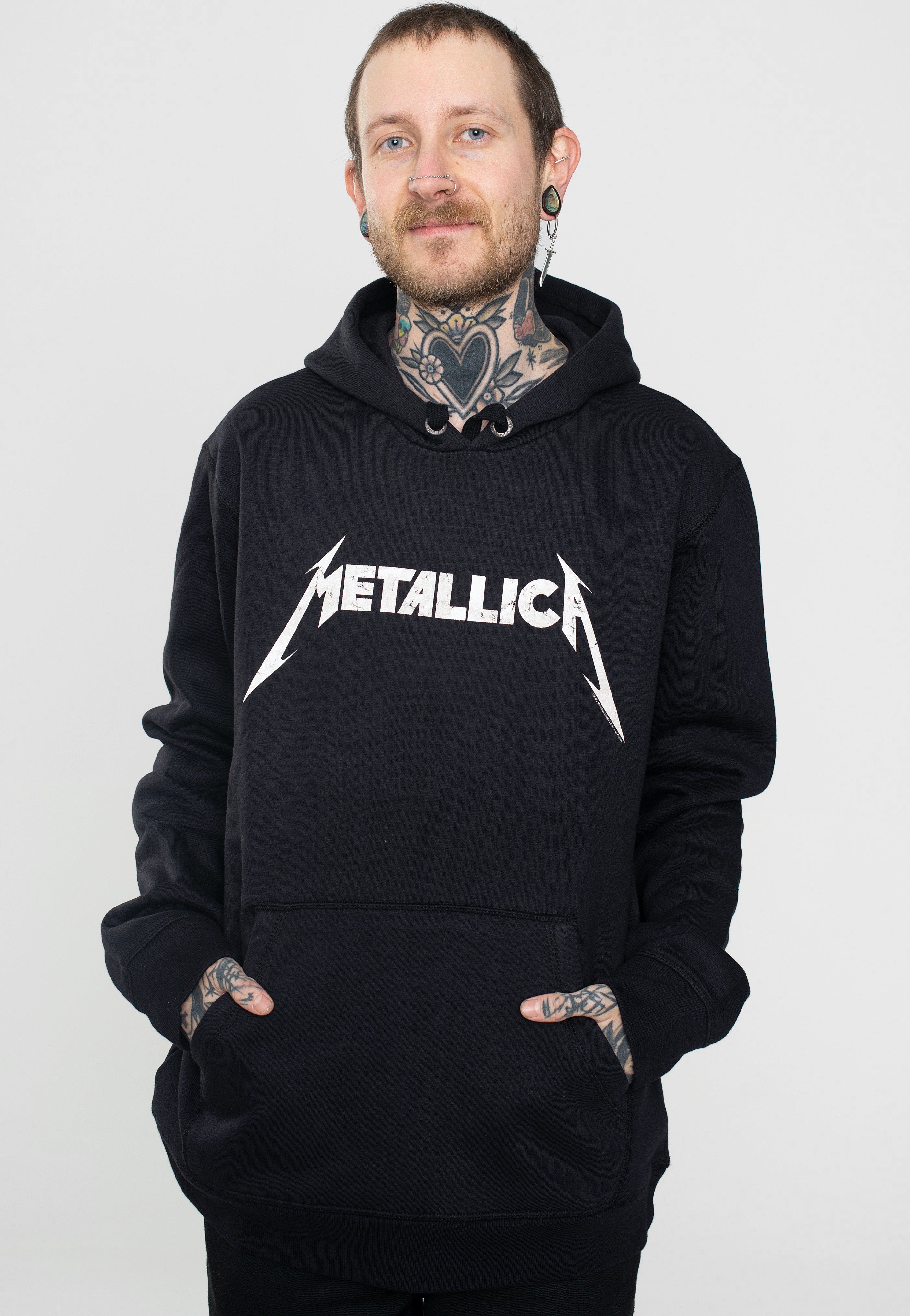 Metallica - White Logo Charcoal - Hoodie | Men-Image