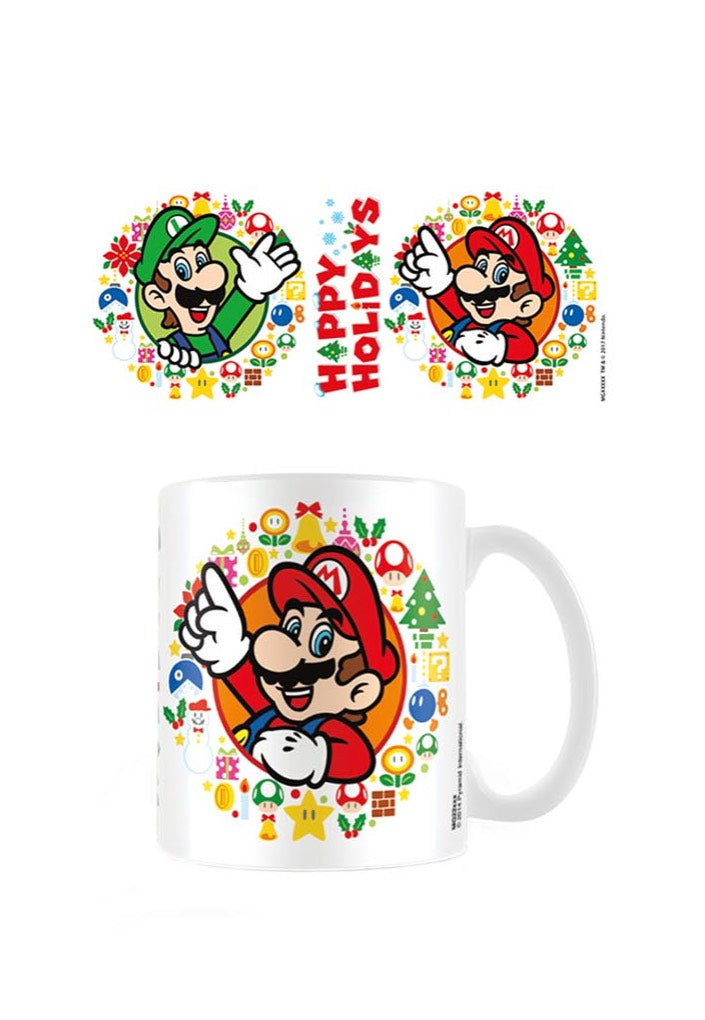 Super Mario - Happy Holidays White - Mug | Neutral-Image