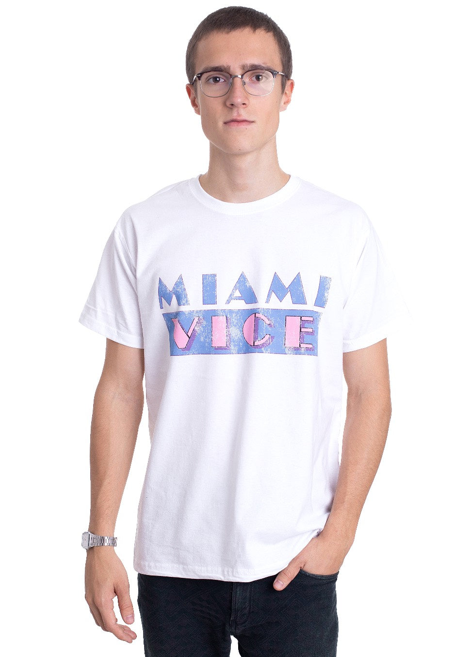 Miami Vice - Distressed Logo White - T-Shirt | Men-Image