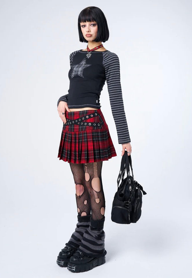 Minga London - Miley Red & Black Tartan Mini - Skirt | Women-Image