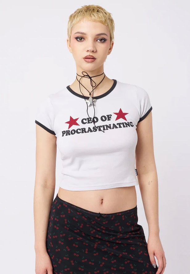 Minga London - CEO Of Procrastinating Baby White - T-Shirt | Women-Image