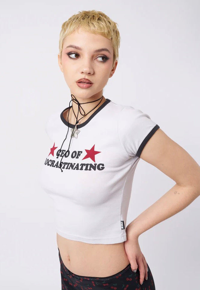 Minga London - CEO Of Procrastinating Baby White - T-Shirt | Women-Image