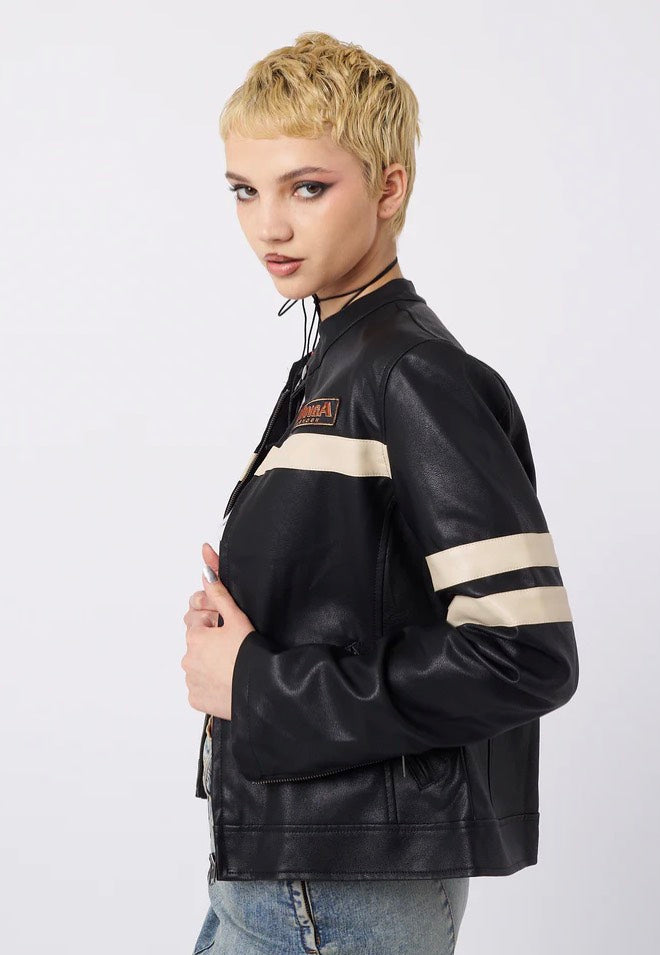 Minga London - Chiara Black Vegan Racer Black - Jacket | Women-Image