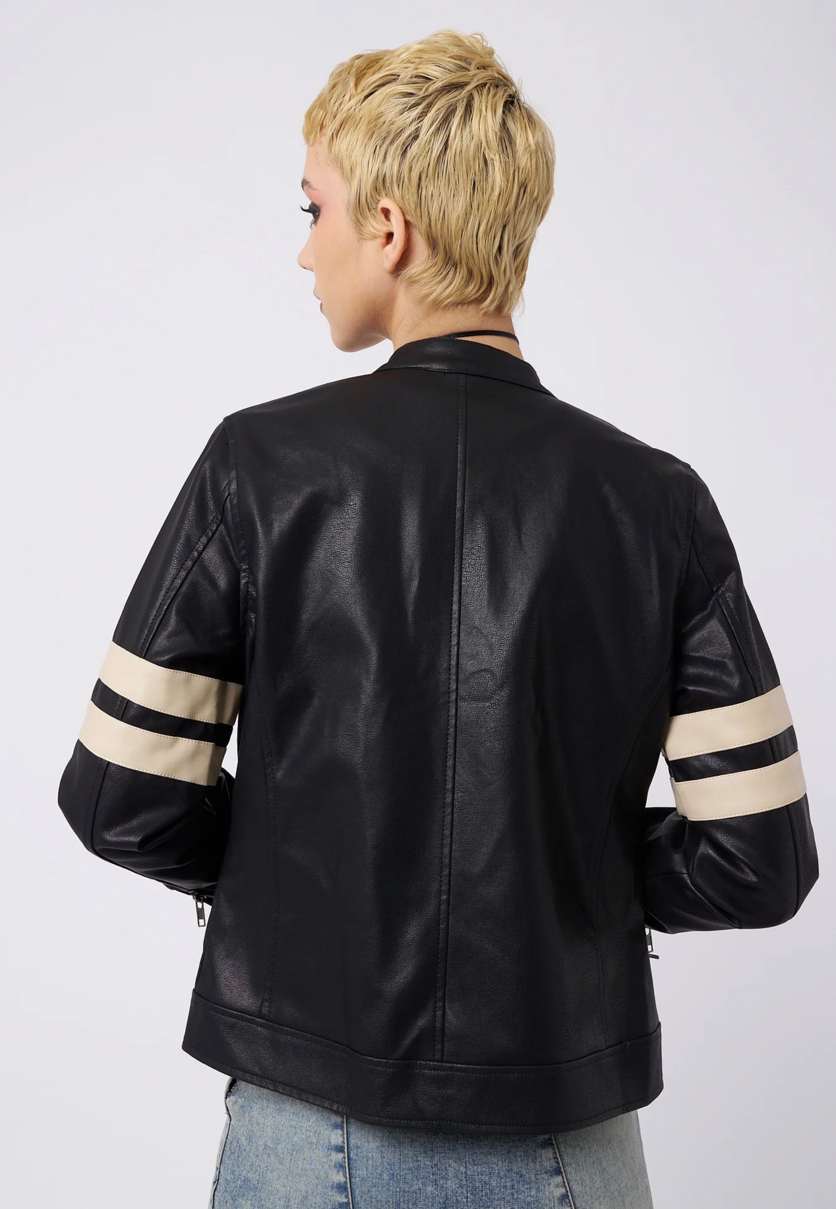 Minga London - Chiara Black Vegan Racer Black - Jacket | Women-Image