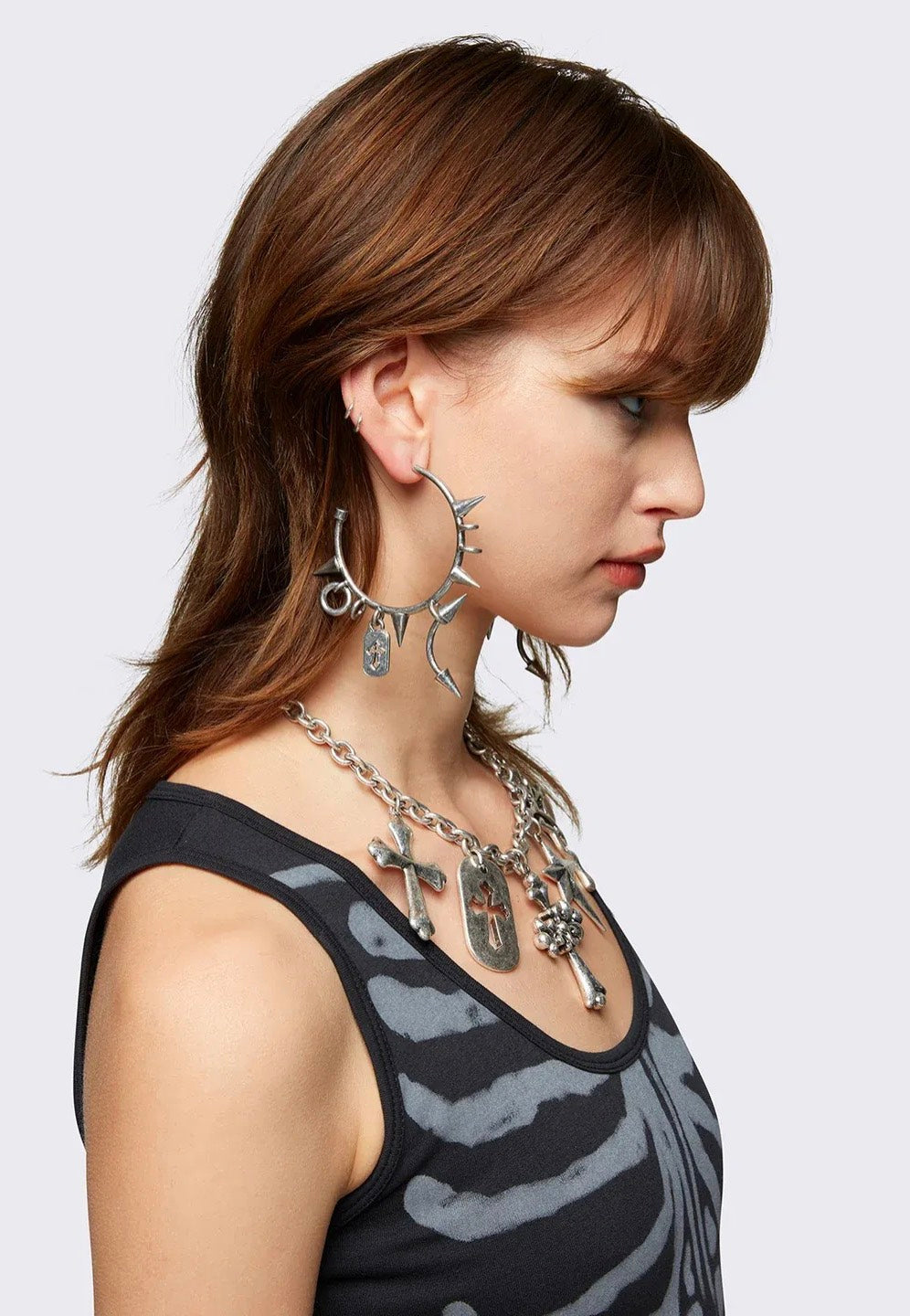 Minga London - Spiked Riot Silver Hoop - Earrings | Neutral-Image