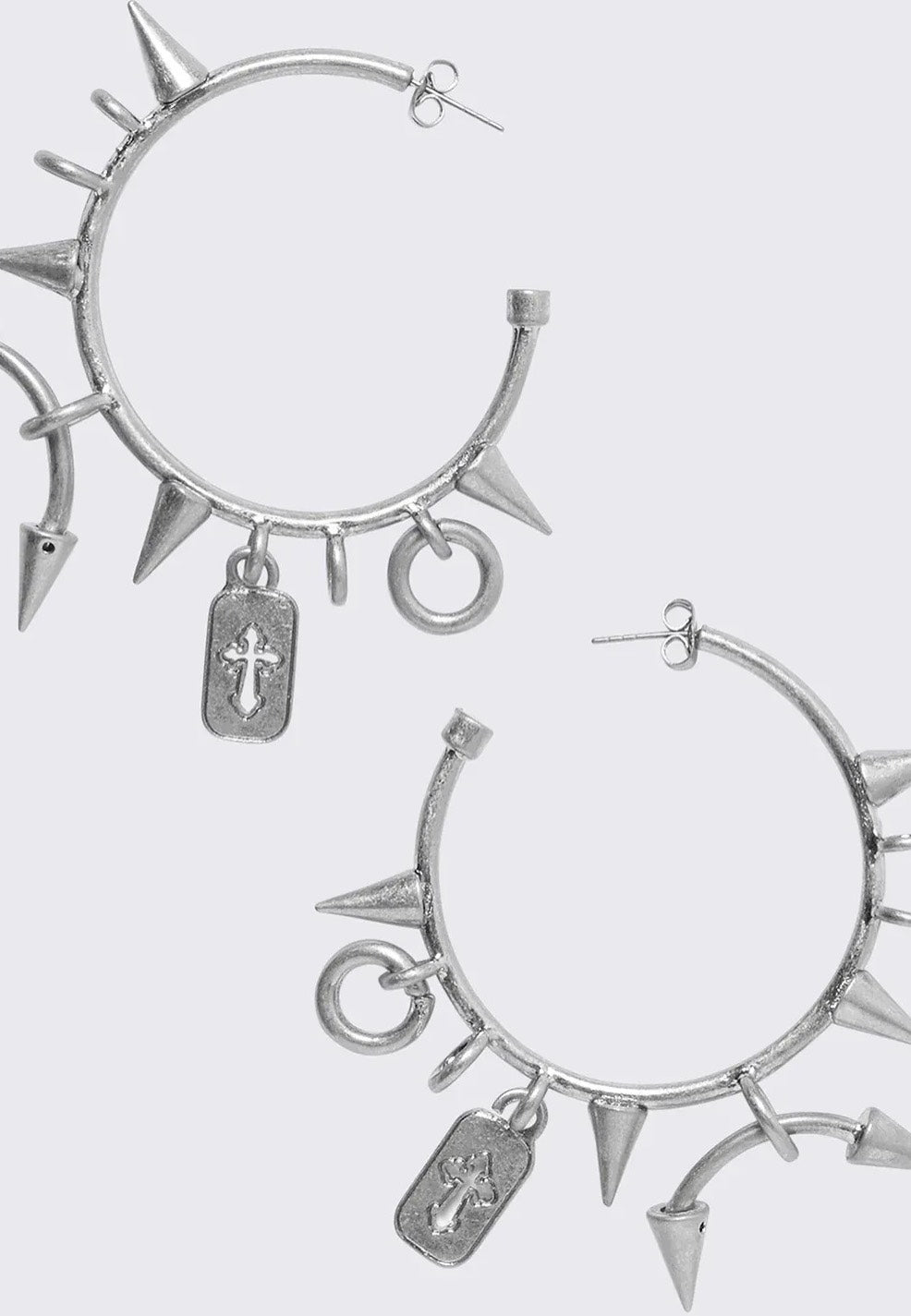 Minga London - Spiked Riot Silver Hoop - Earrings | Neutral-Image