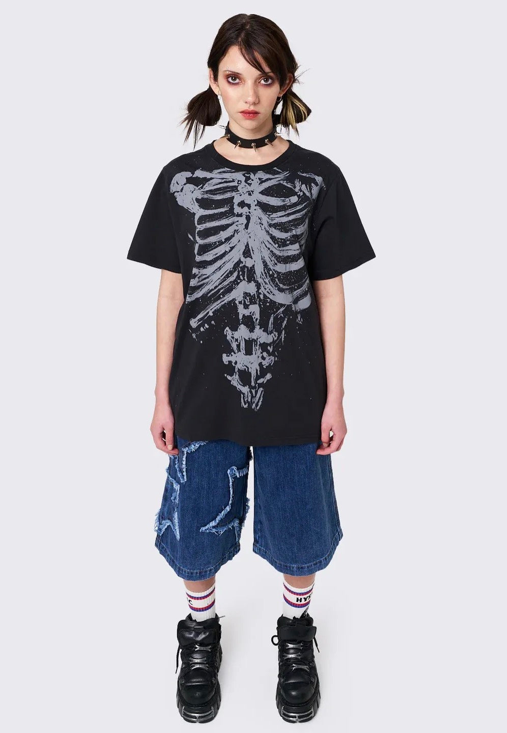 Minga London - Shadowed Bones Black Graphic - T-Shirt | Women-Image