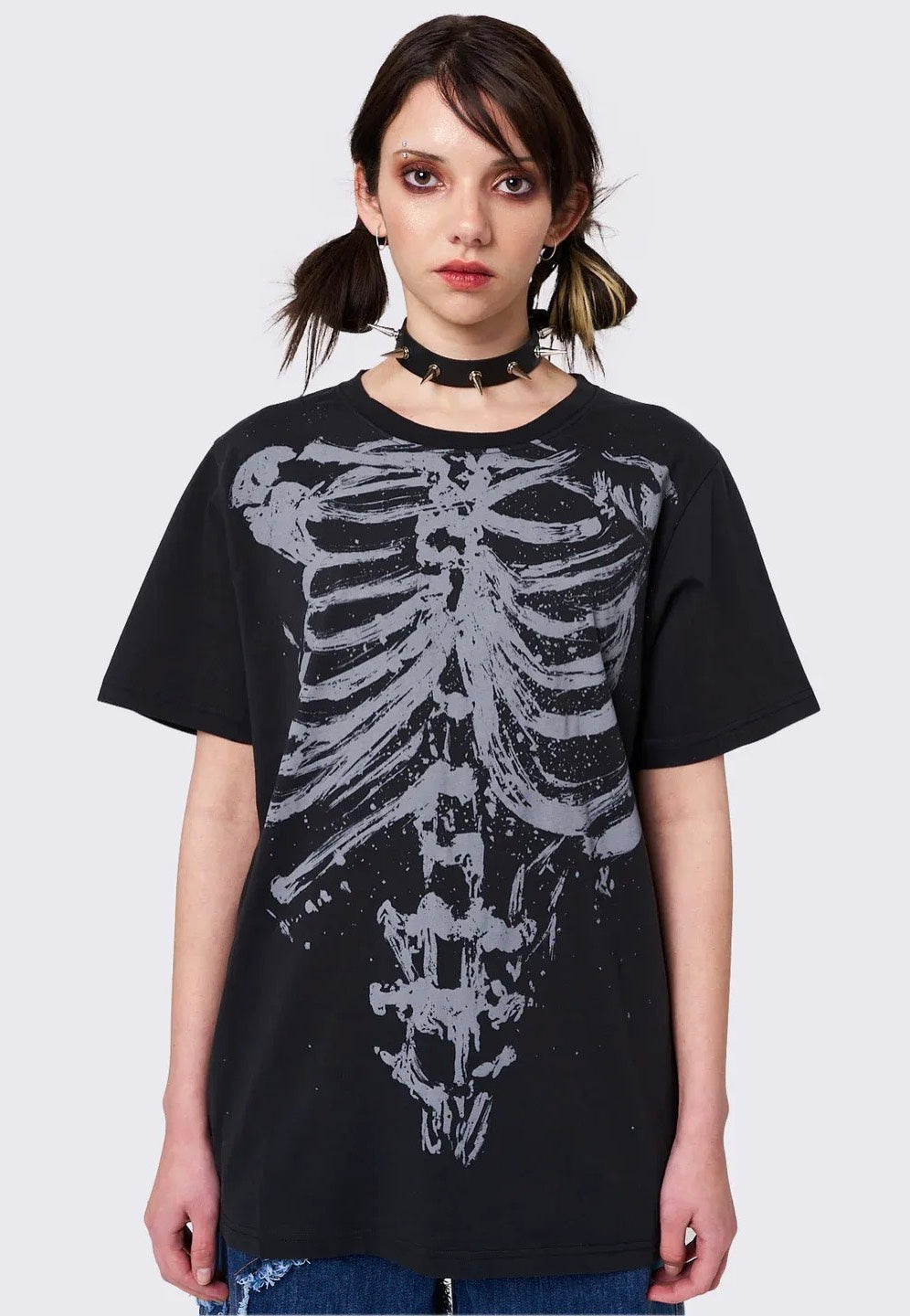 Minga London - Shadowed Bones Black Graphic - T-Shirt | Women-Image