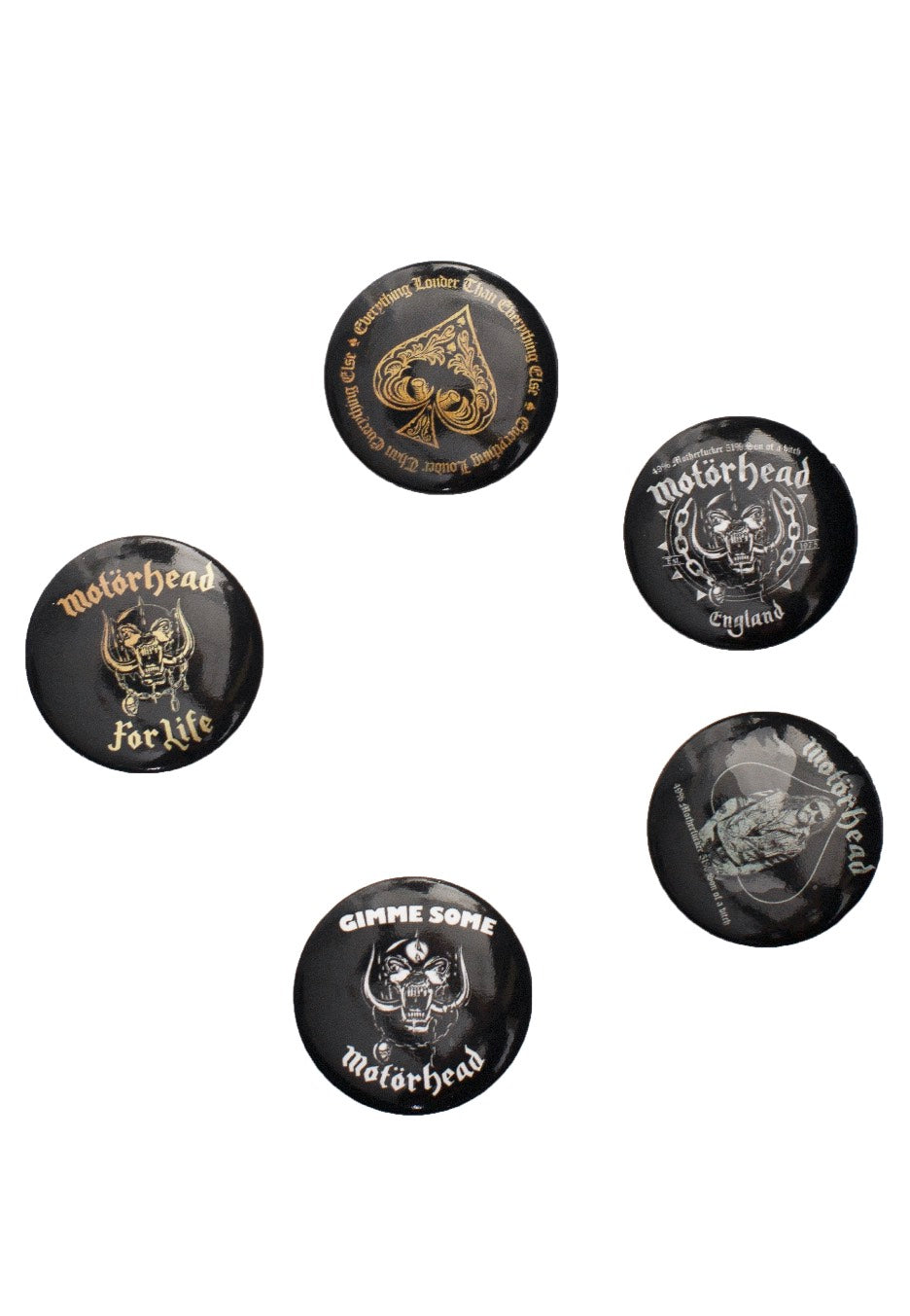 Motörhead - Clean Your Clock Pack Of 5 - Button Set | Neutral-Image