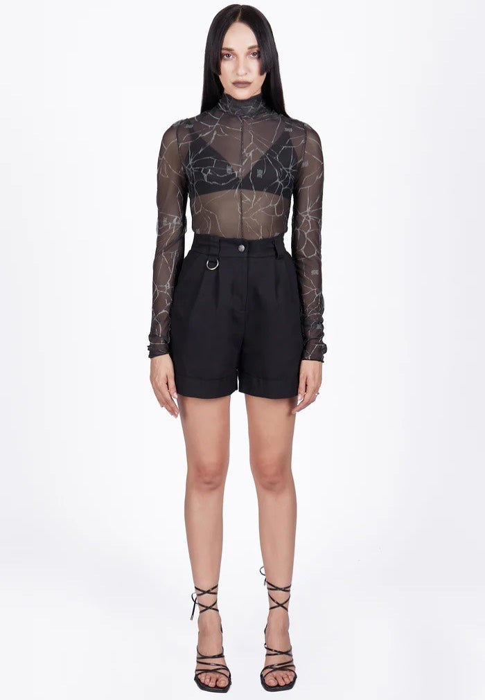 Mary Wyatt - Schism High Neck Mesh Black - Top | Women-Image