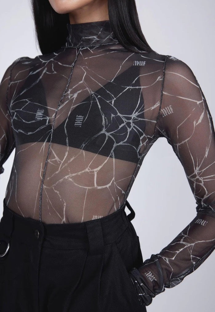 Mary Wyatt - Schism High Neck Mesh Black - Top | Women-Image