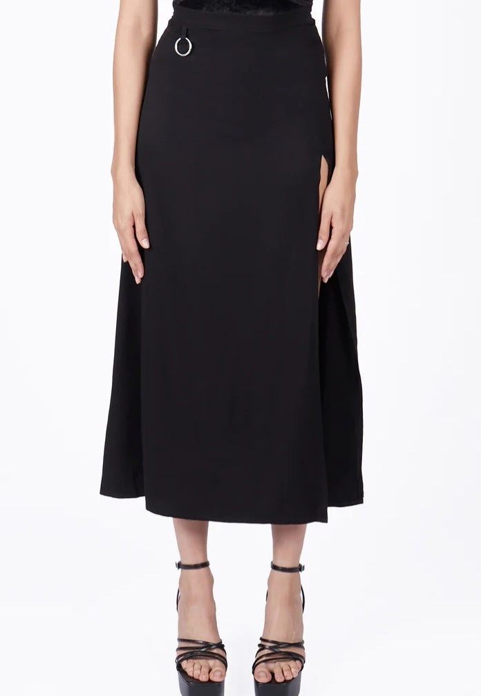 Mary Wyatt - Sofia O Ring Split Black - Skirt | Women-Image