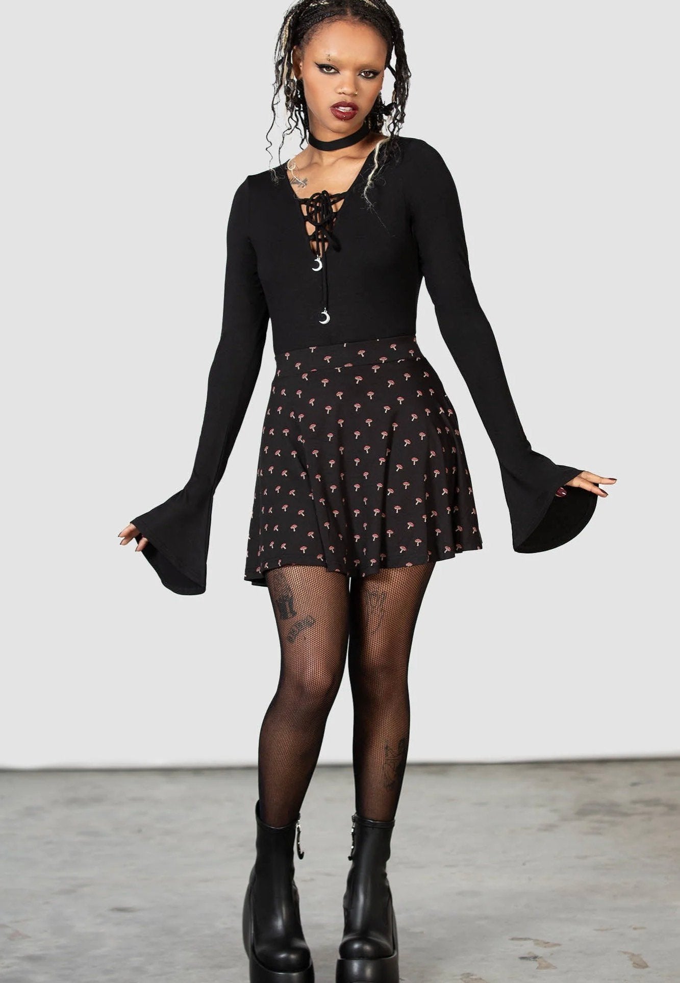 Killstar - Mycelia Skater Black - Skirt | Women-Image