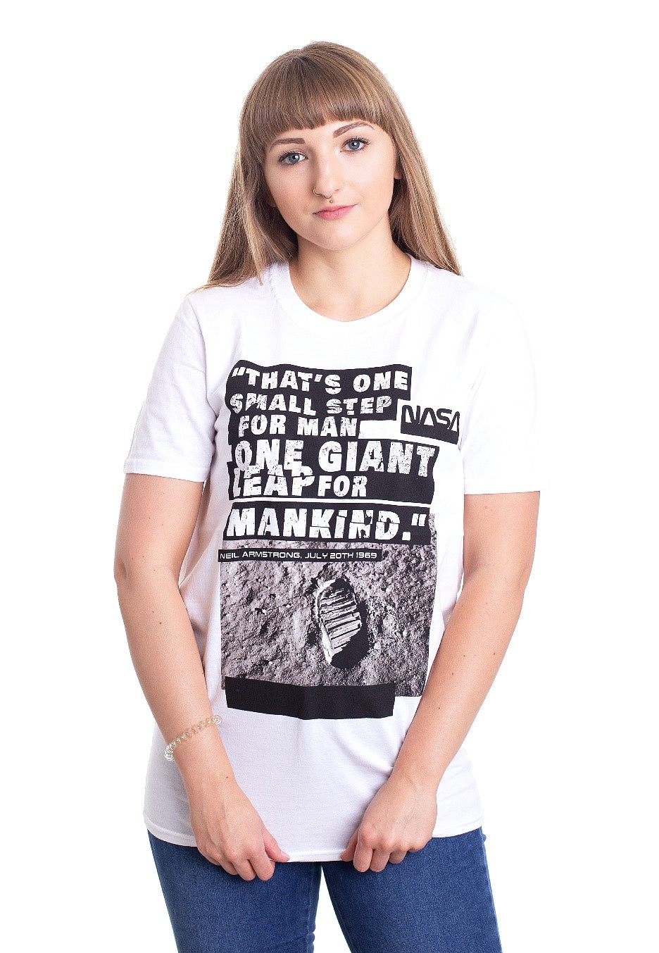 NASA - Foot Print On The Moon White - T-Shirt | Women-Image