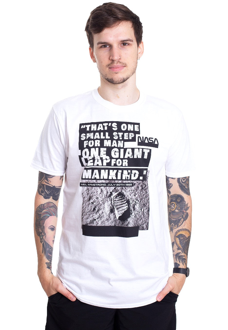 NASA - Foot Print On The Moon White - T-Shirt | Men-Image