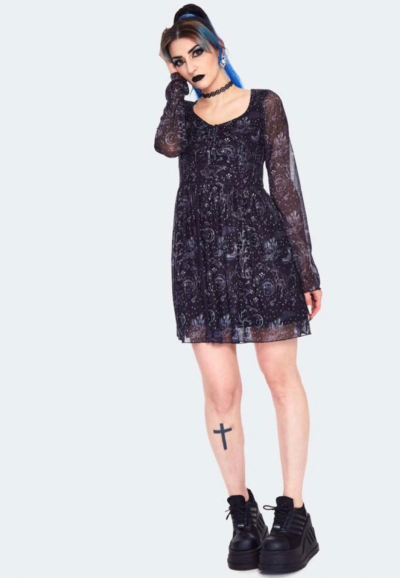 Jawbreaker - Night Forest Long Sleeve Black - Dress | Women-Image