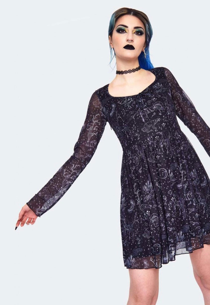 Jawbreaker - Night Forest Long Sleeve Black - Dress | Women-Image