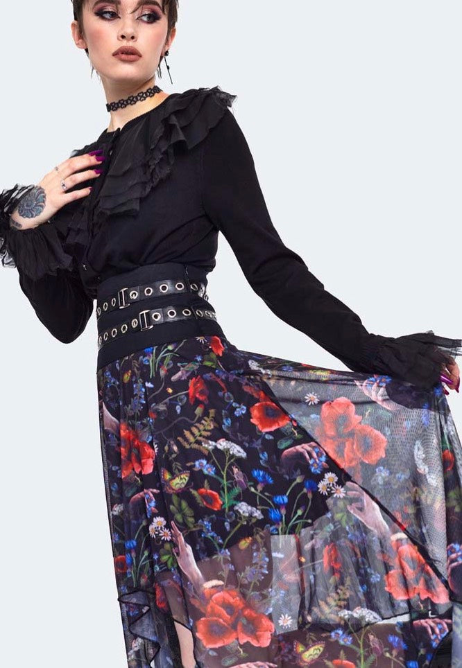 Jawbreaker - Night Meadow Asymmetrical Mesh Multi - Skirt | Women-Image