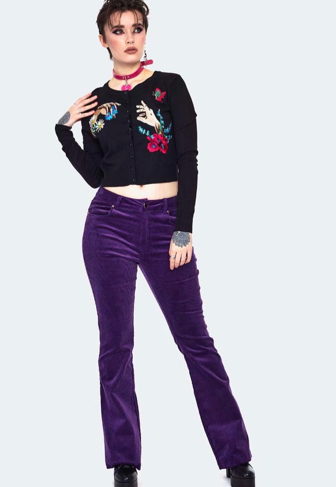 Jawbreaker - Night Meadow Embroidered Black - Cardigan | Women-Image