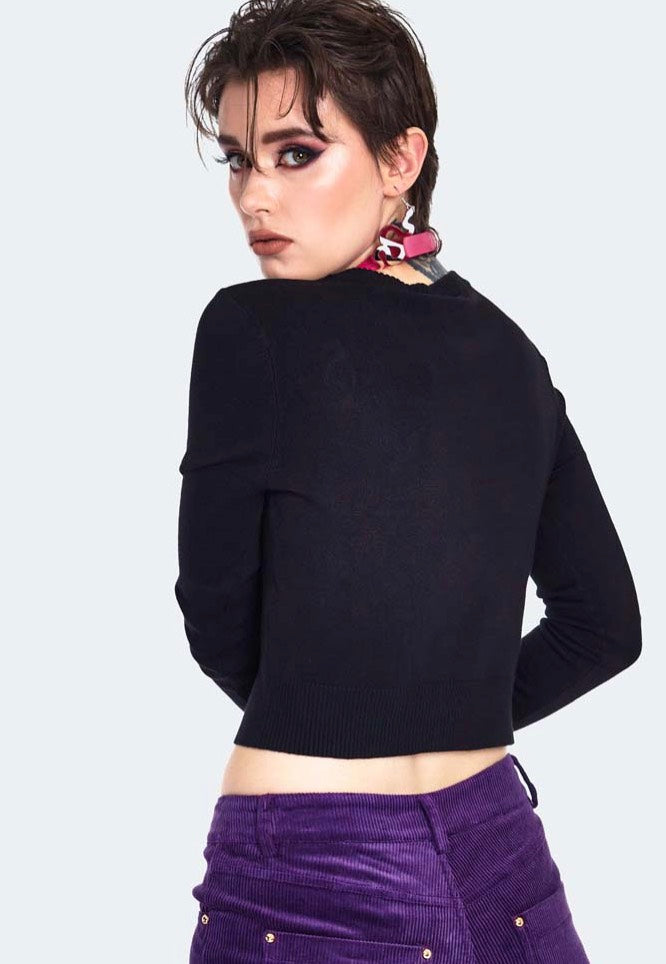 Jawbreaker - Night Meadow Embroidered Black - Cardigan | Women-Image