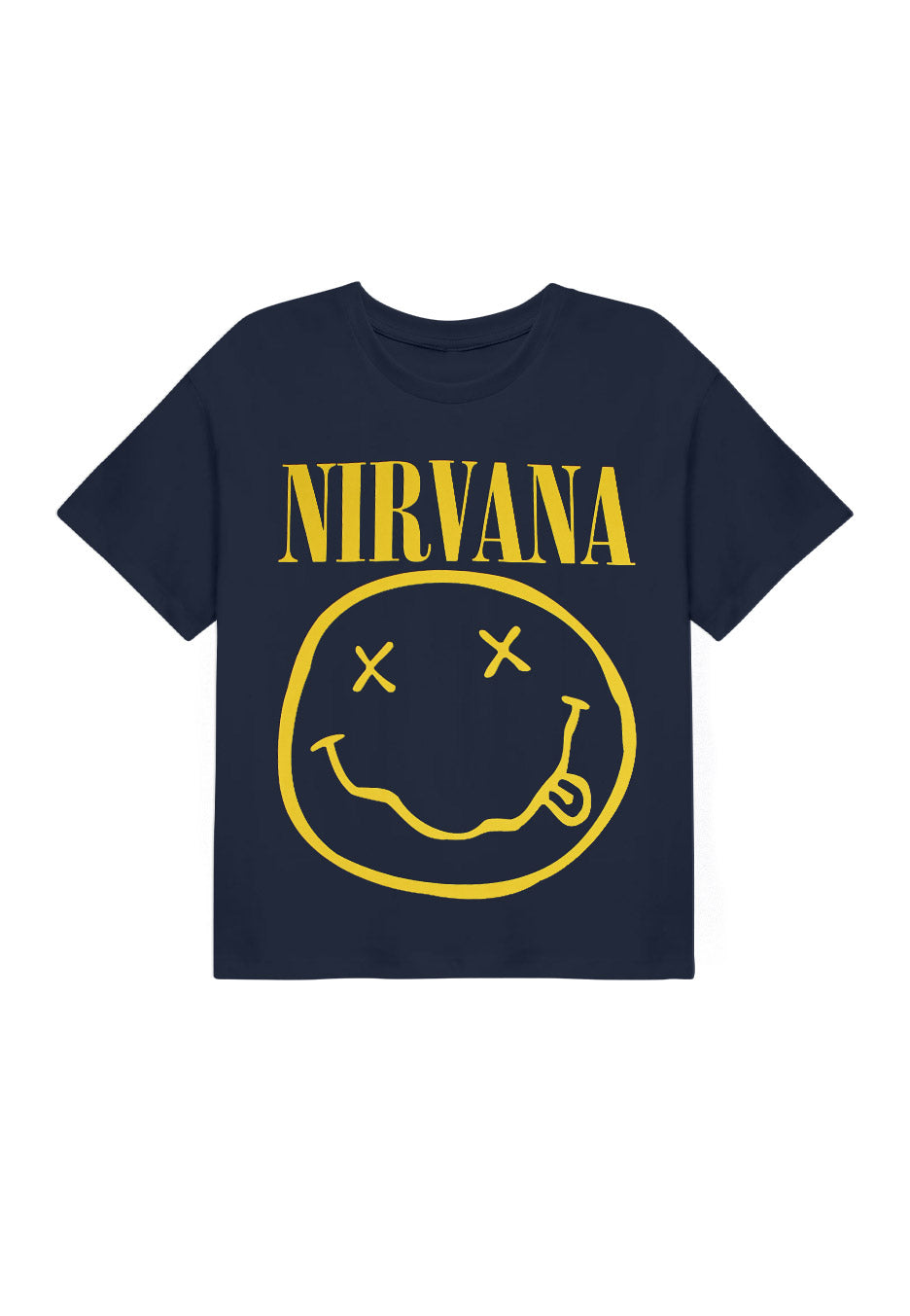 Nirvana - Happy Face Flower Sniffin Cropped Navy - T-Shirt | Neutral-Image