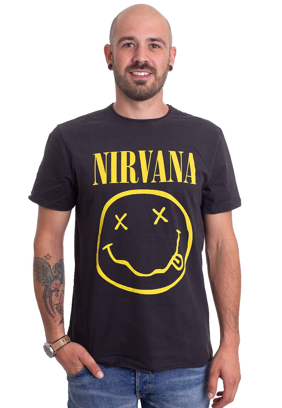 Nirvana - Happy Face Charcoal - T-Shirt | Men-Image