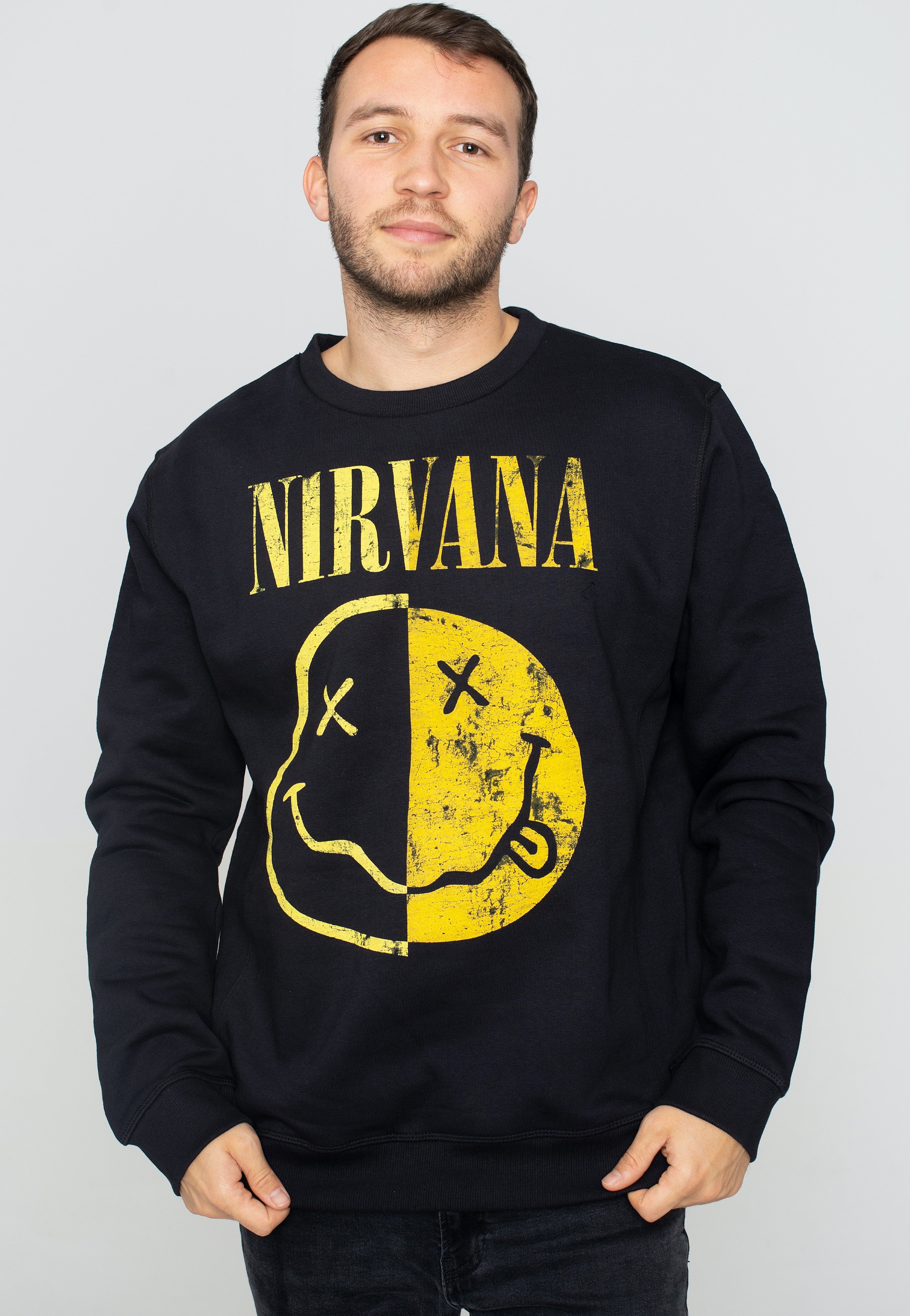 Nirvana - Split Smiley Charcoal - Sweater | Men-Image