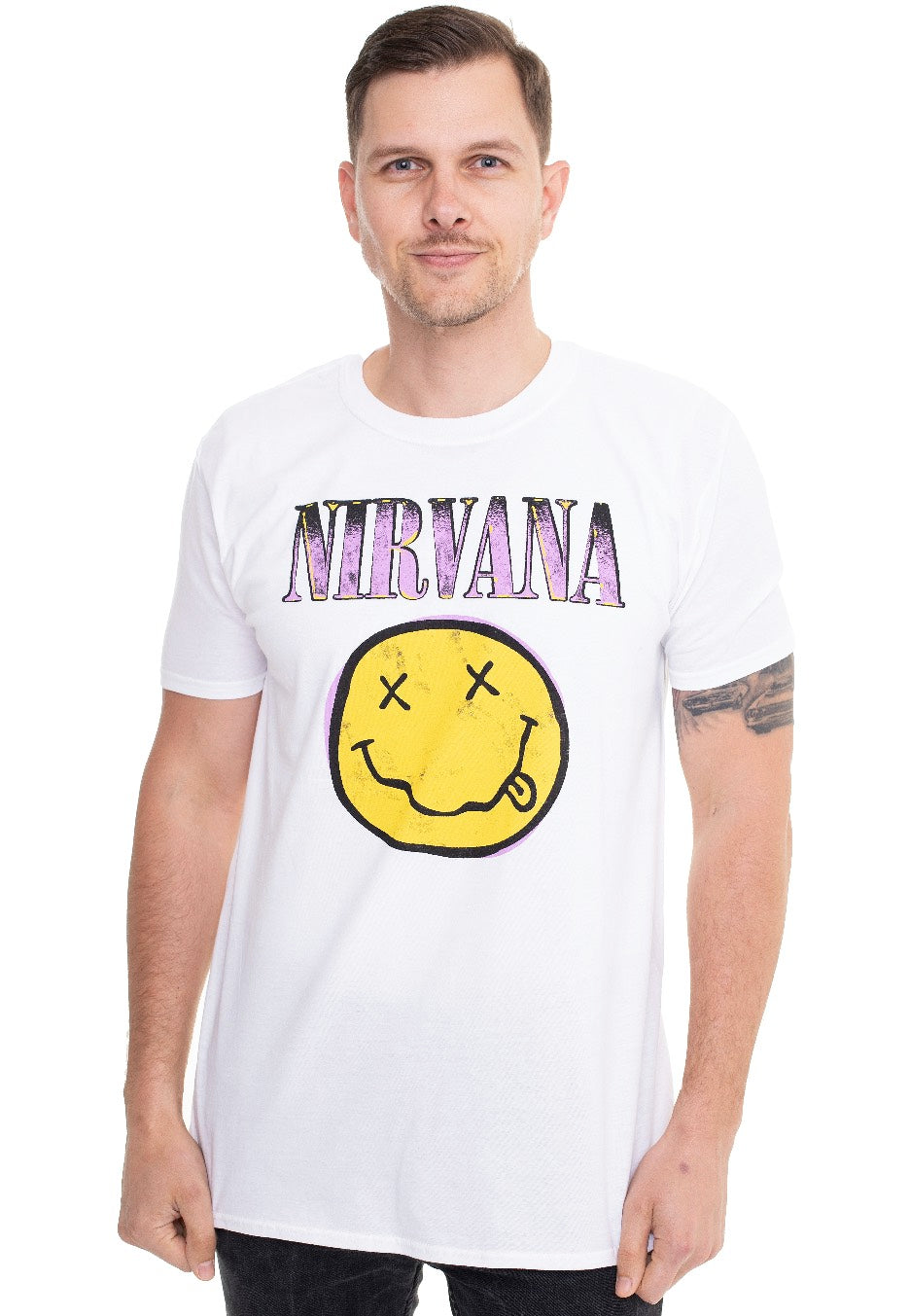 Nirvana - Xerox Happy Face White - T-Shirt | Men-Image