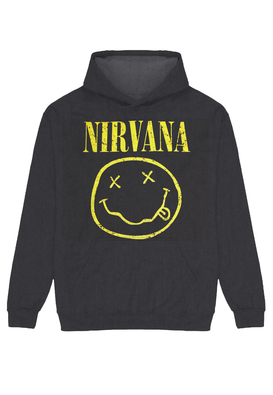 Nirvana - Yellow Happy Face Charcoal - Hoodie | Neutral-Image