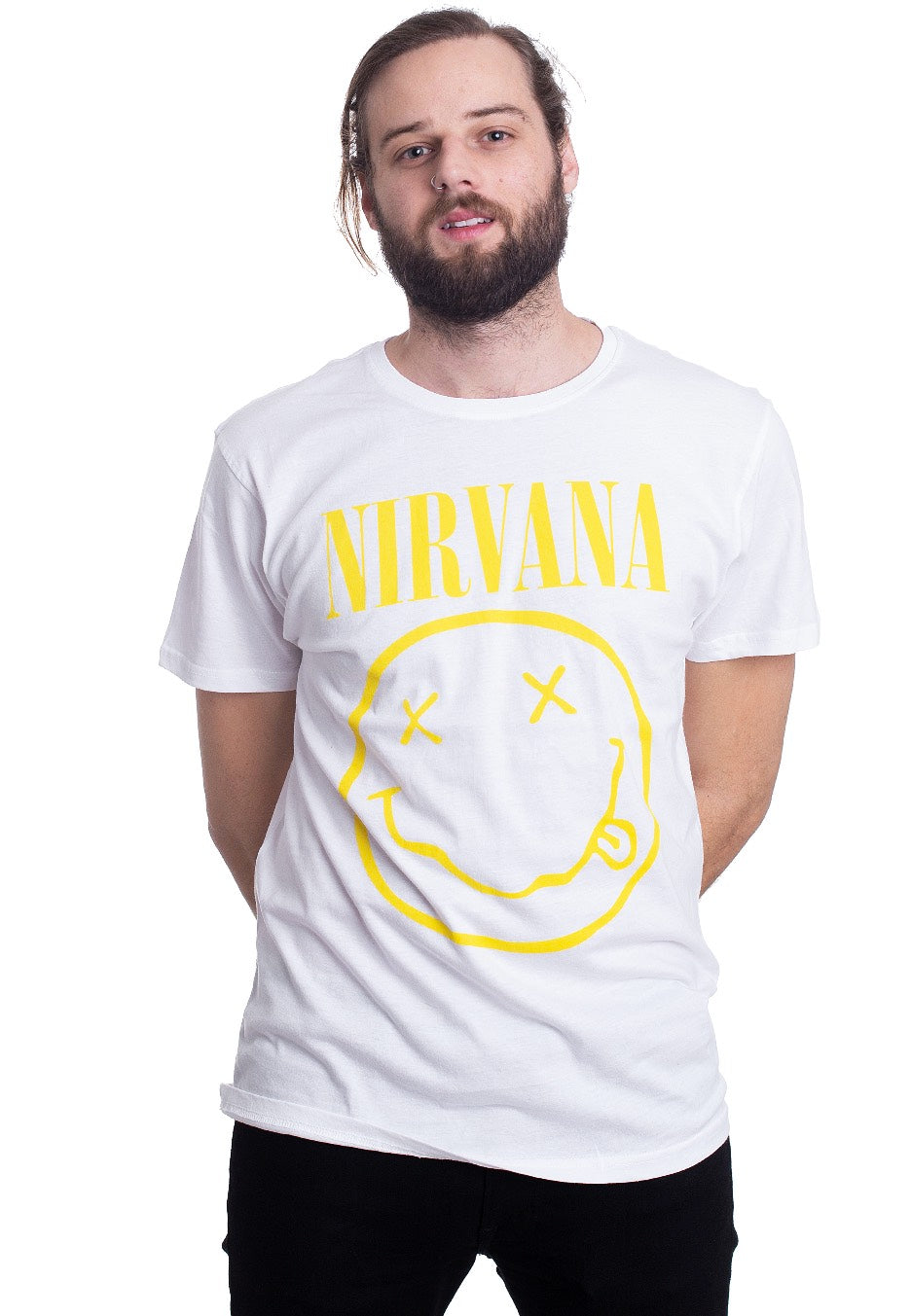 Nirvana - Yellow Happy Face White - T-Shirt | Men-Image