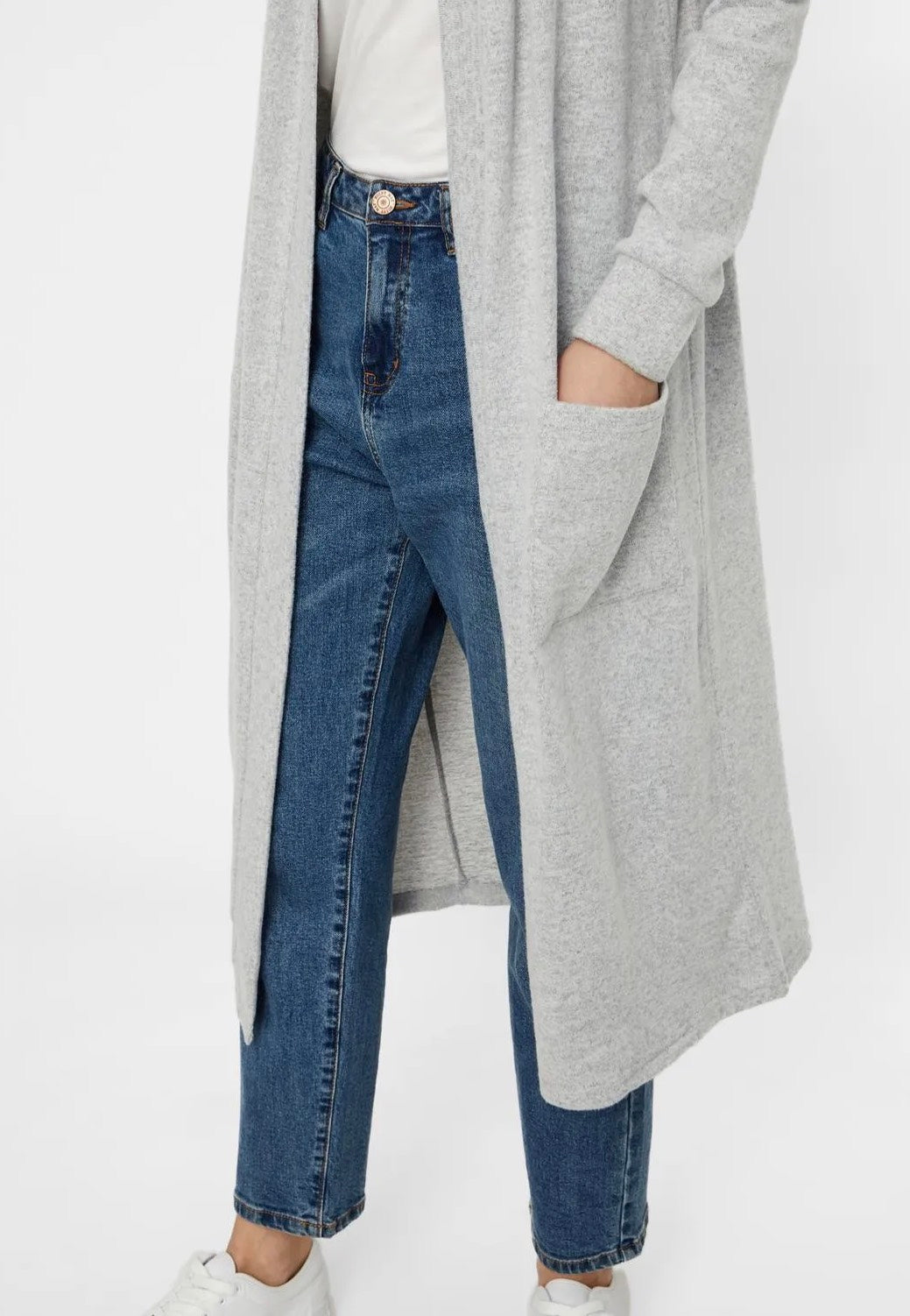 Noisy May - City L/S Long Light Grey Melange - Cardigan | Women-Image