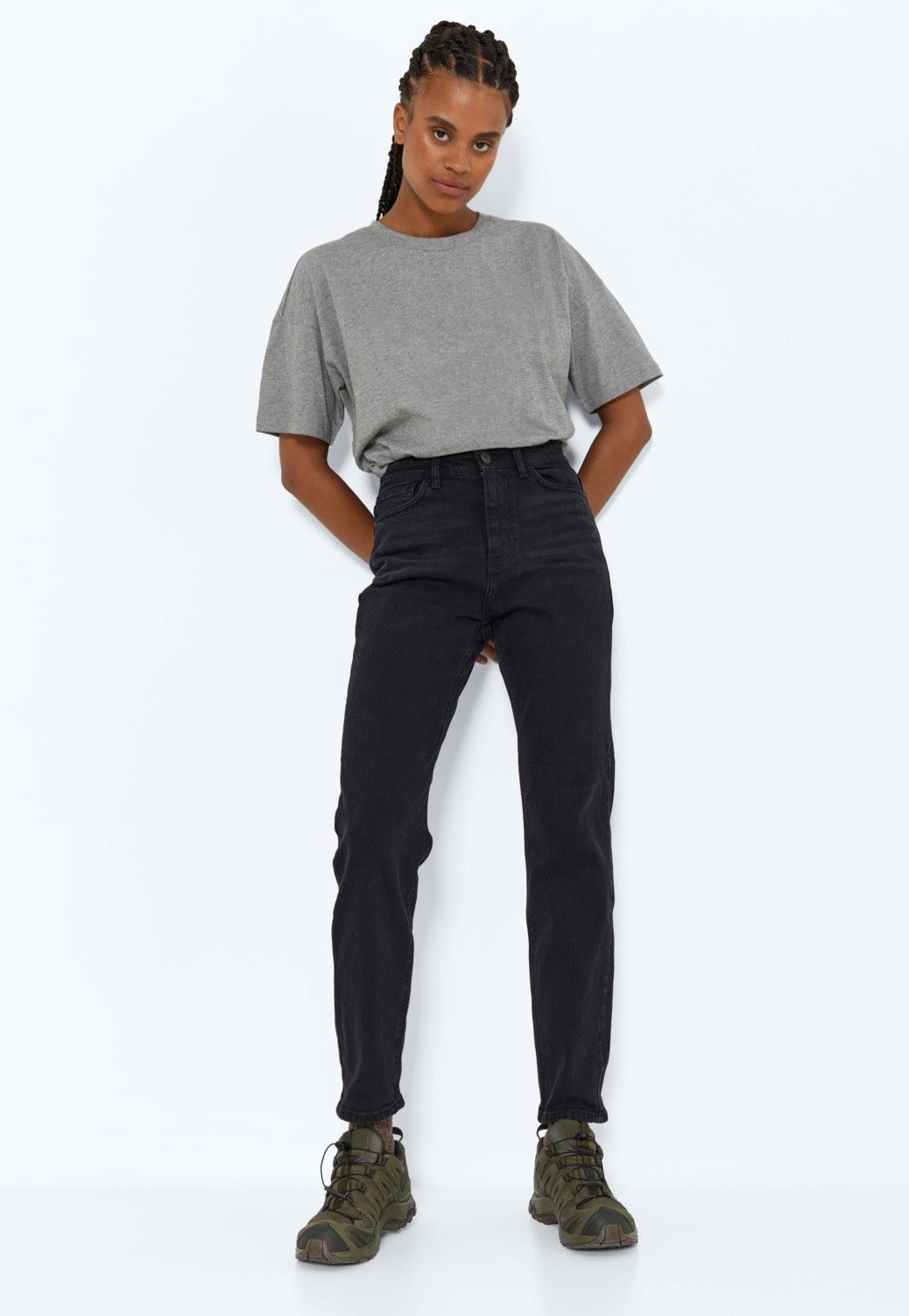 Noisy May - Moni High Waist Straight Ank Black Denim - Jeans | Women-Image