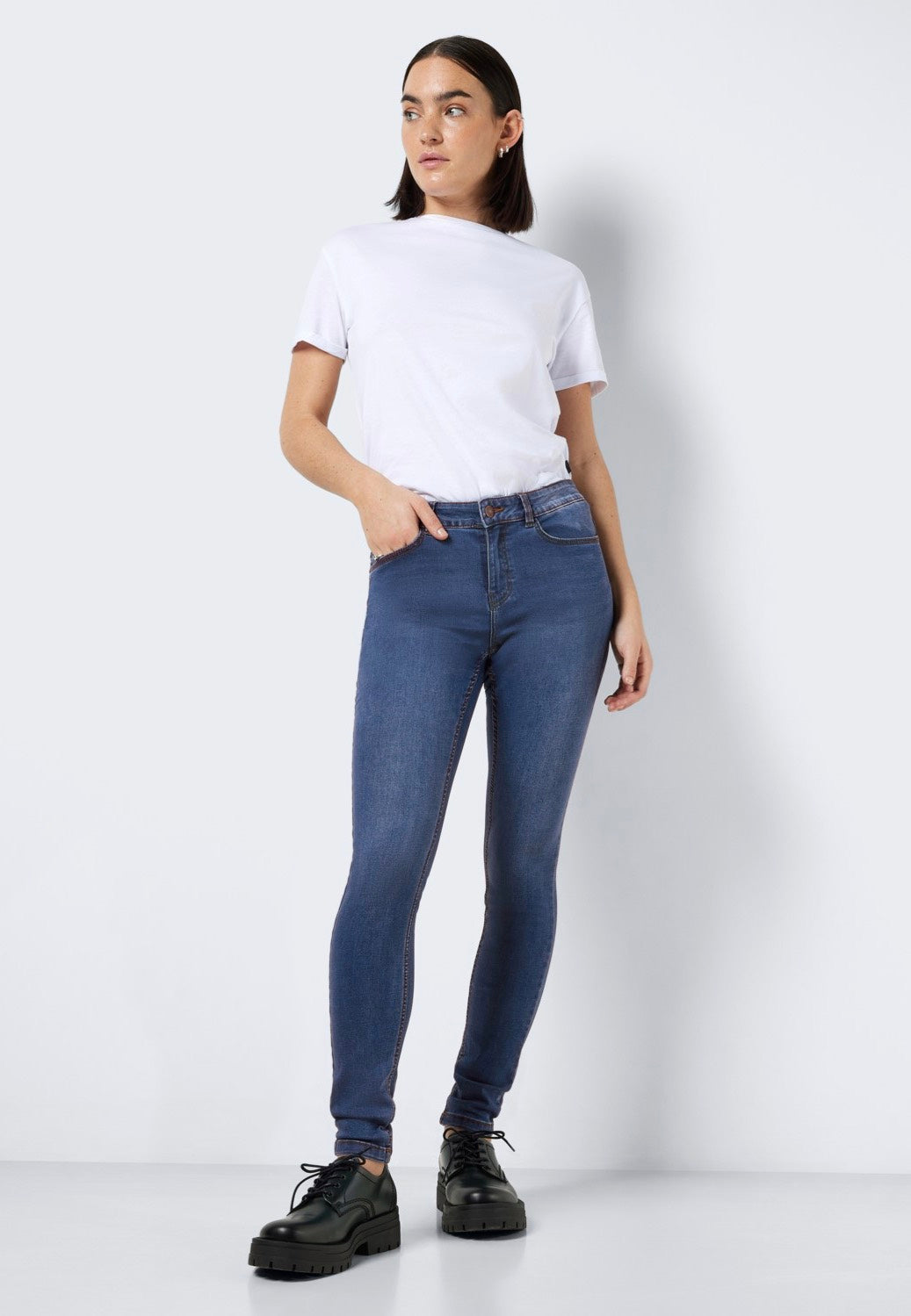 Noisy May - Billie Normal Waist Skinny Medium Blue Denim - Jeans | Women-Image