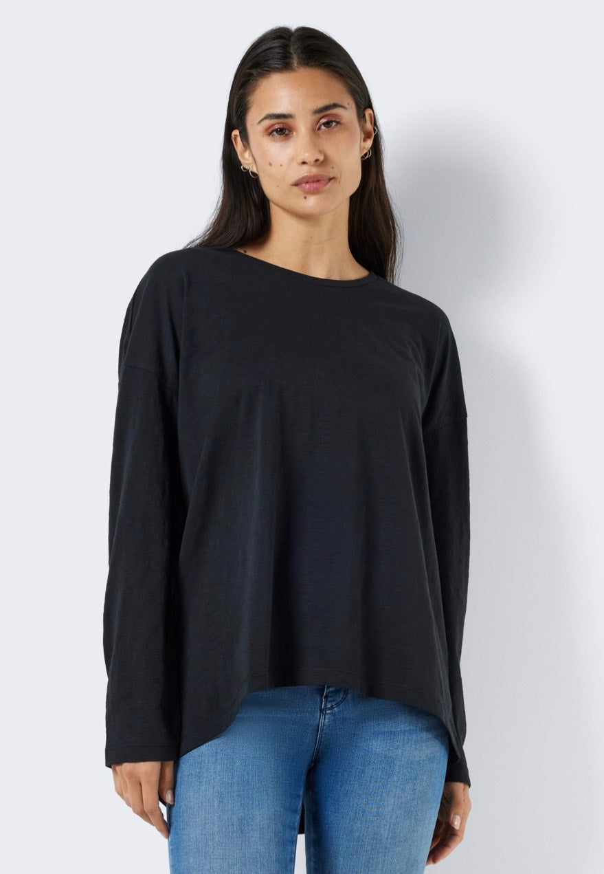 Noisy May - Mathilde O Neck High/Low Top Black - Longsleeve | Women-Image