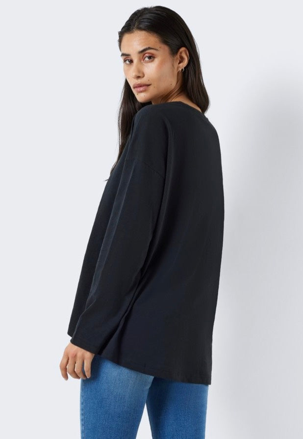 Noisy May - Mathilde O Neck High/Low Top Black - Longsleeve | Women-Image