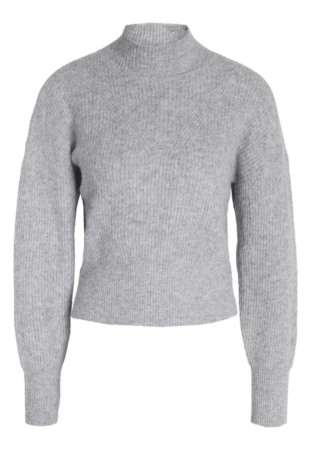 Noisy May - NellaHigh Neck Crop Medium Grey Melange - Pullover | Women-Image