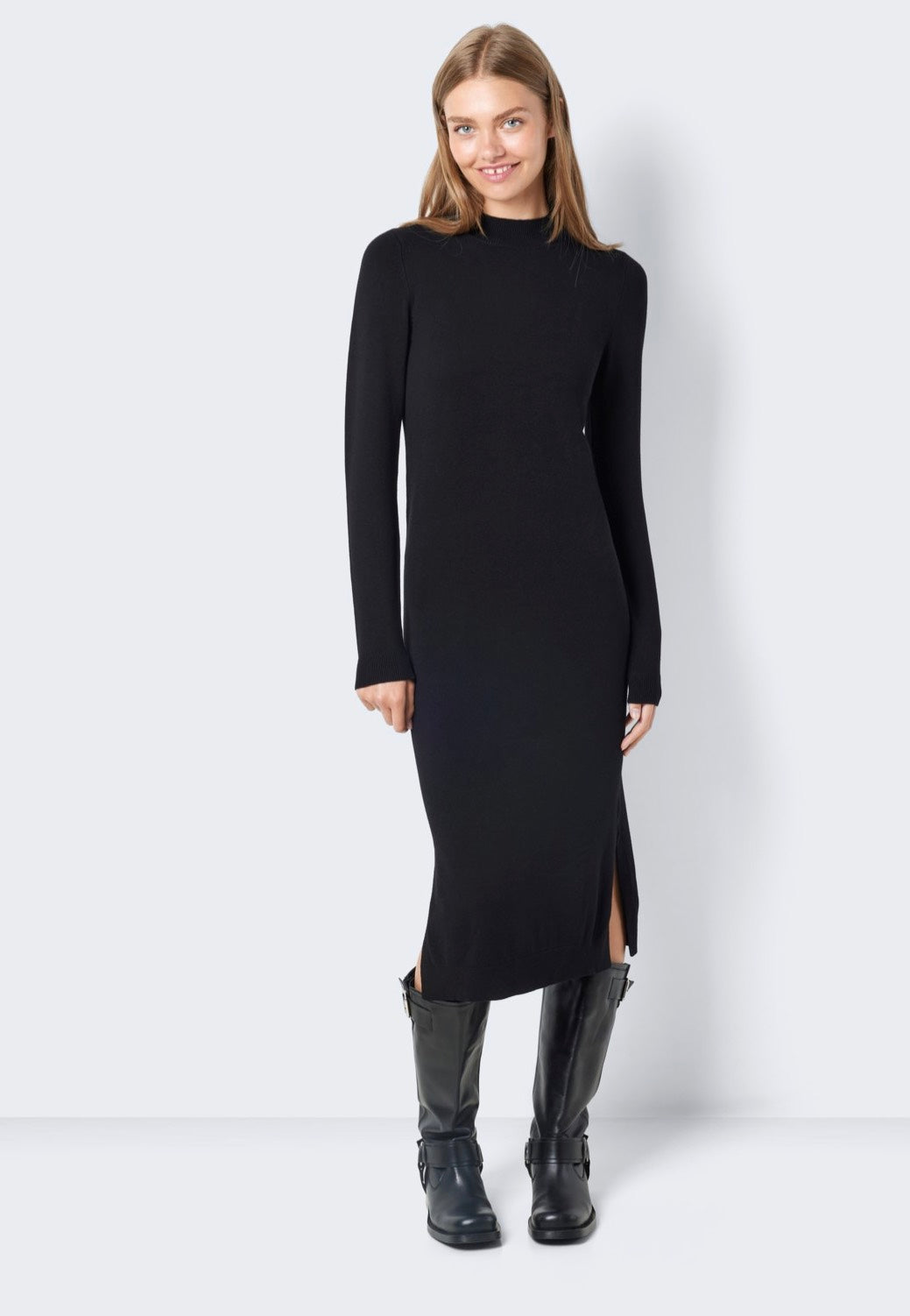 Noisy May - Sandi Long Highneck Black - Knit Dress | Women-Image