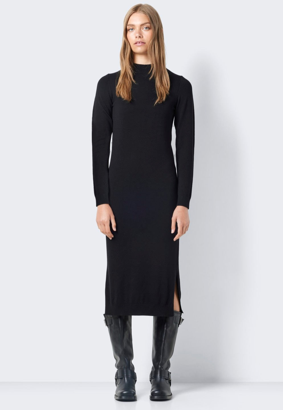 Noisy May - Sandi Long Highneck Black - Knit Dress | Women-Image