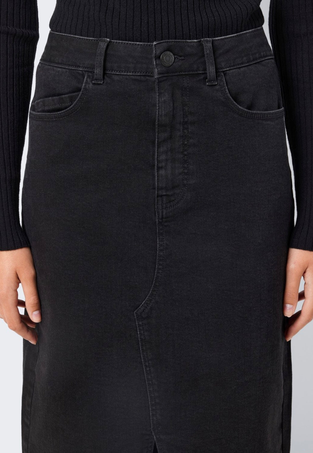 Noisy May - Kath Slit Midi Black Denim - Skirt | Women-Image