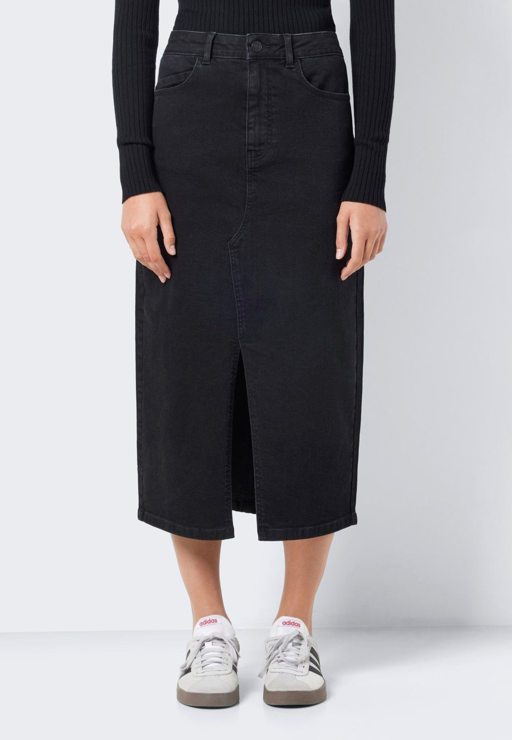 Noisy May - Kath Slit Midi Black Denim - Skirt | Women-Image