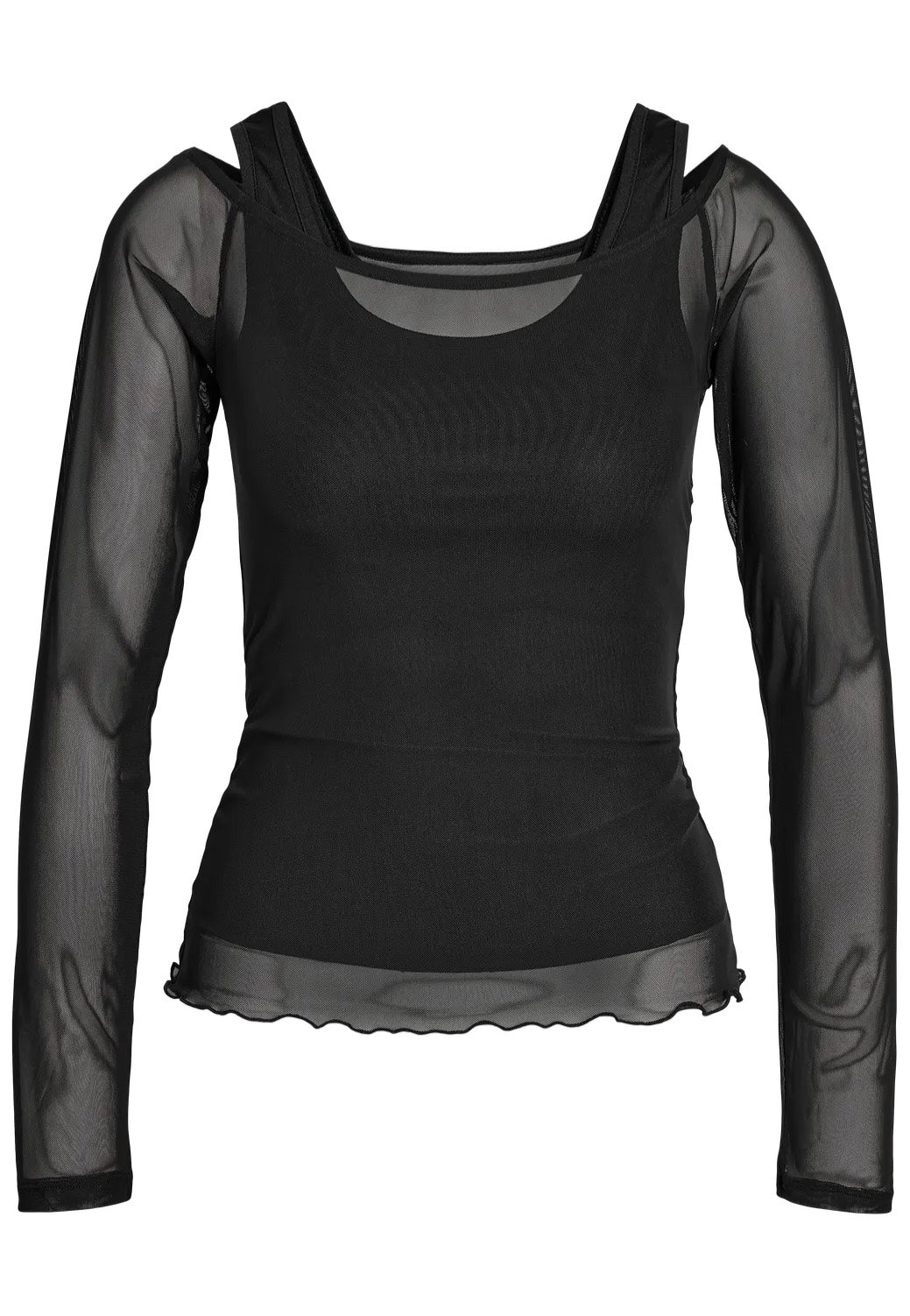 Noisy May - Judith L/S Mesh 2-In-1 Black - Top | Women-Image