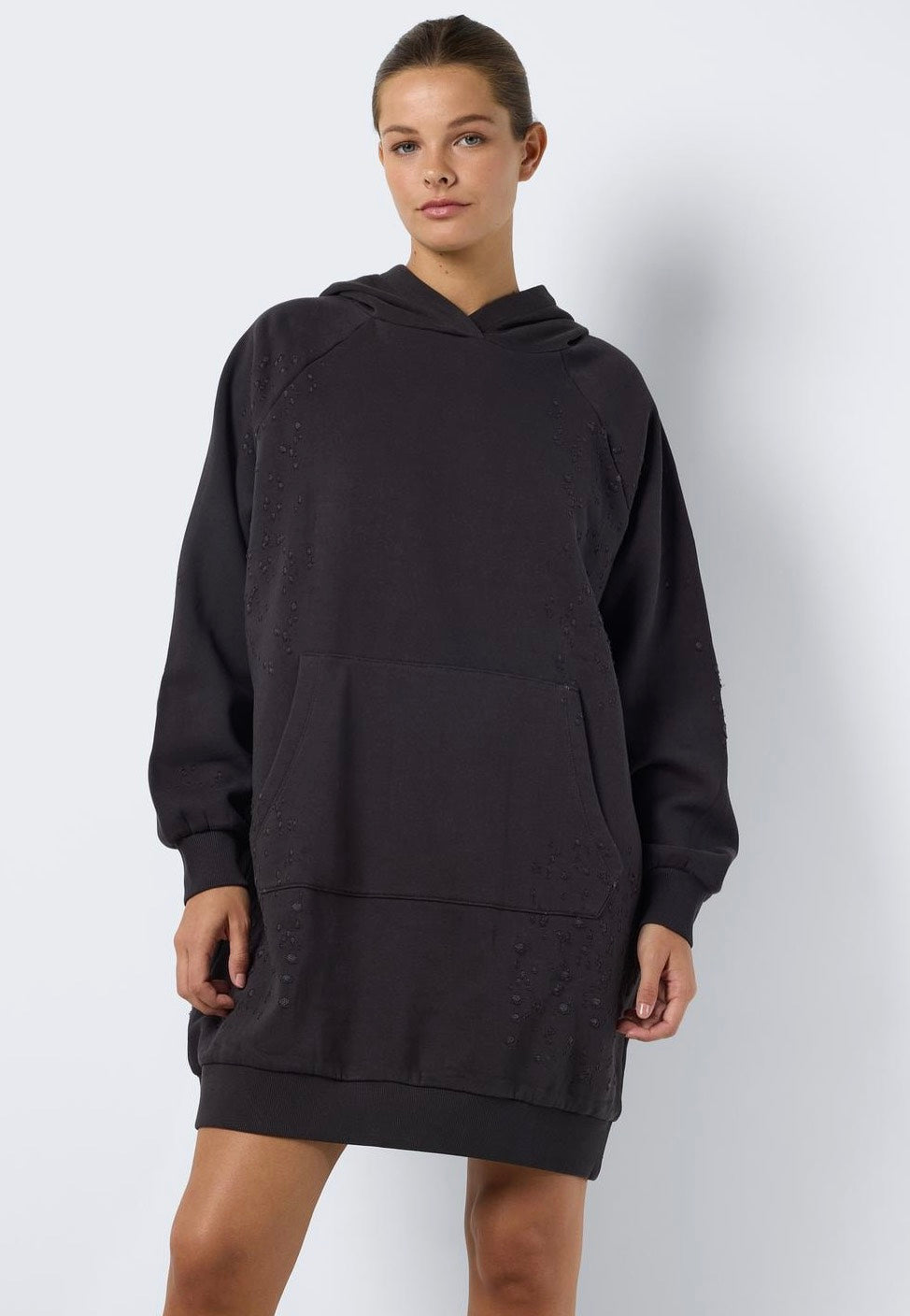 Noisy May - Lega Destroyed Hoodie Obsidian - Dress | Women-Image