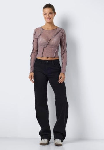 Noisy May - Vikki Flock Dot Purple Dove Black - Top | Women-Image