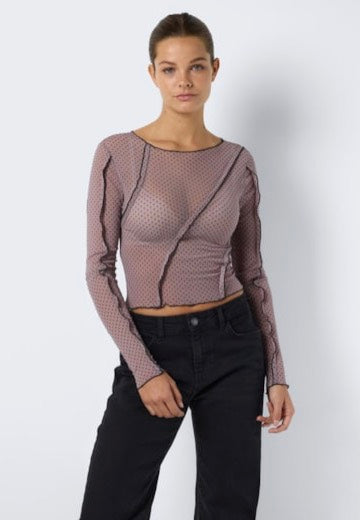 Noisy May - Vikki Flock Dot Purple Dove Black - Top | Women-Image