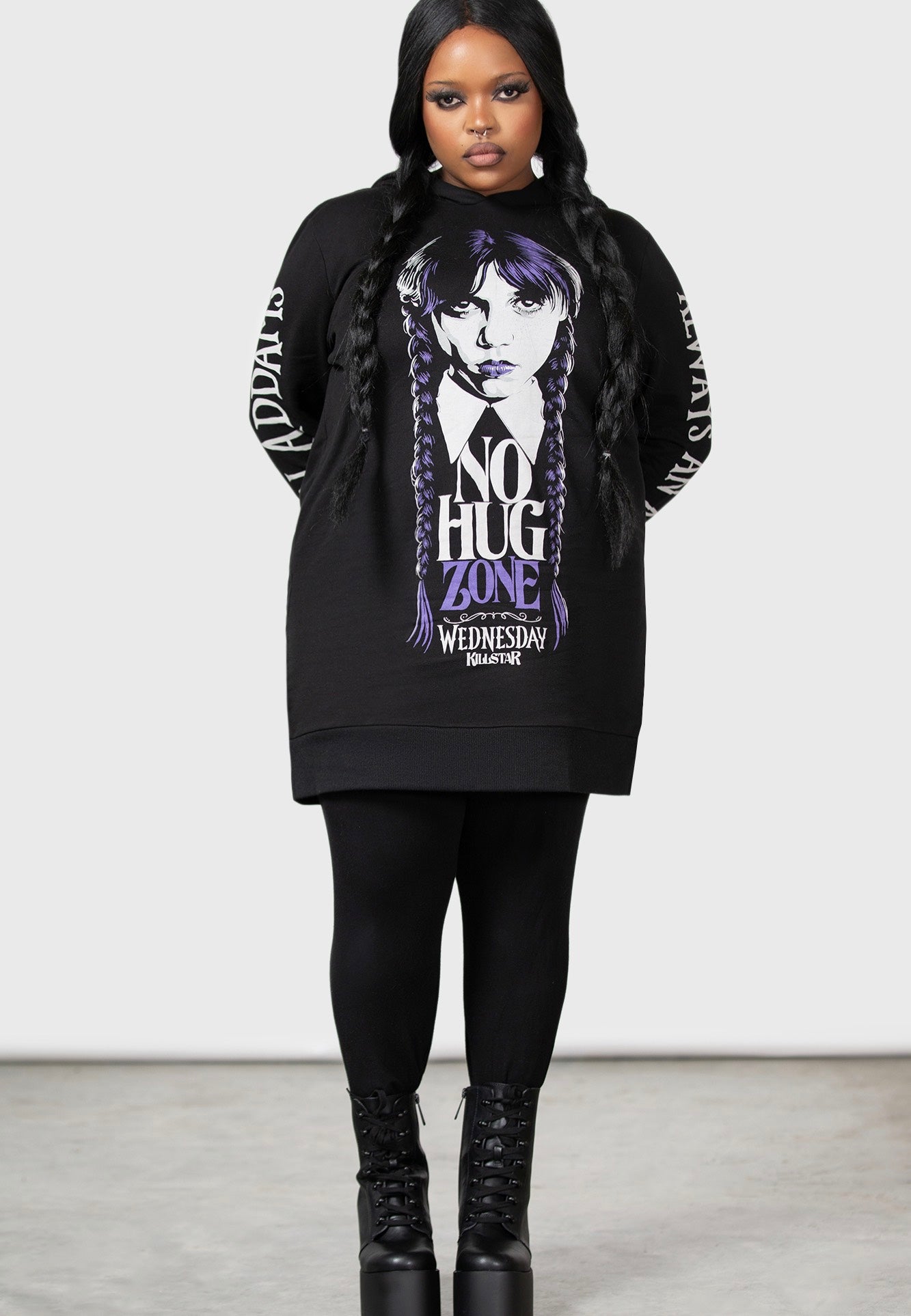 Killstar & Wednesday - No-Hug Zone Longline - Hoodie | Women-Image